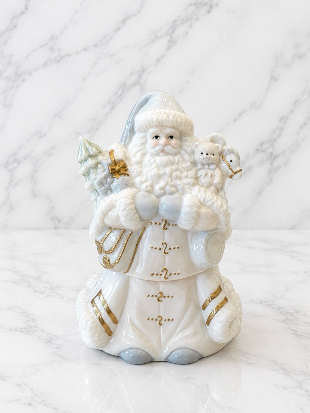 Ceramic Holiday Santa Claus Jewelry Box